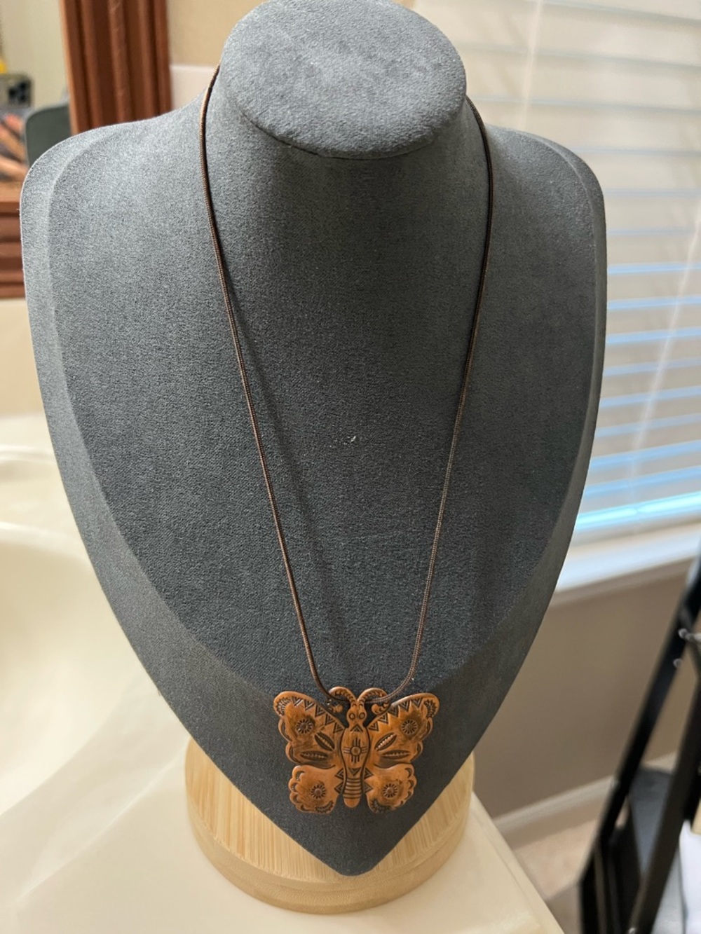 Butterfly Pendant Necklace in Warm Brown